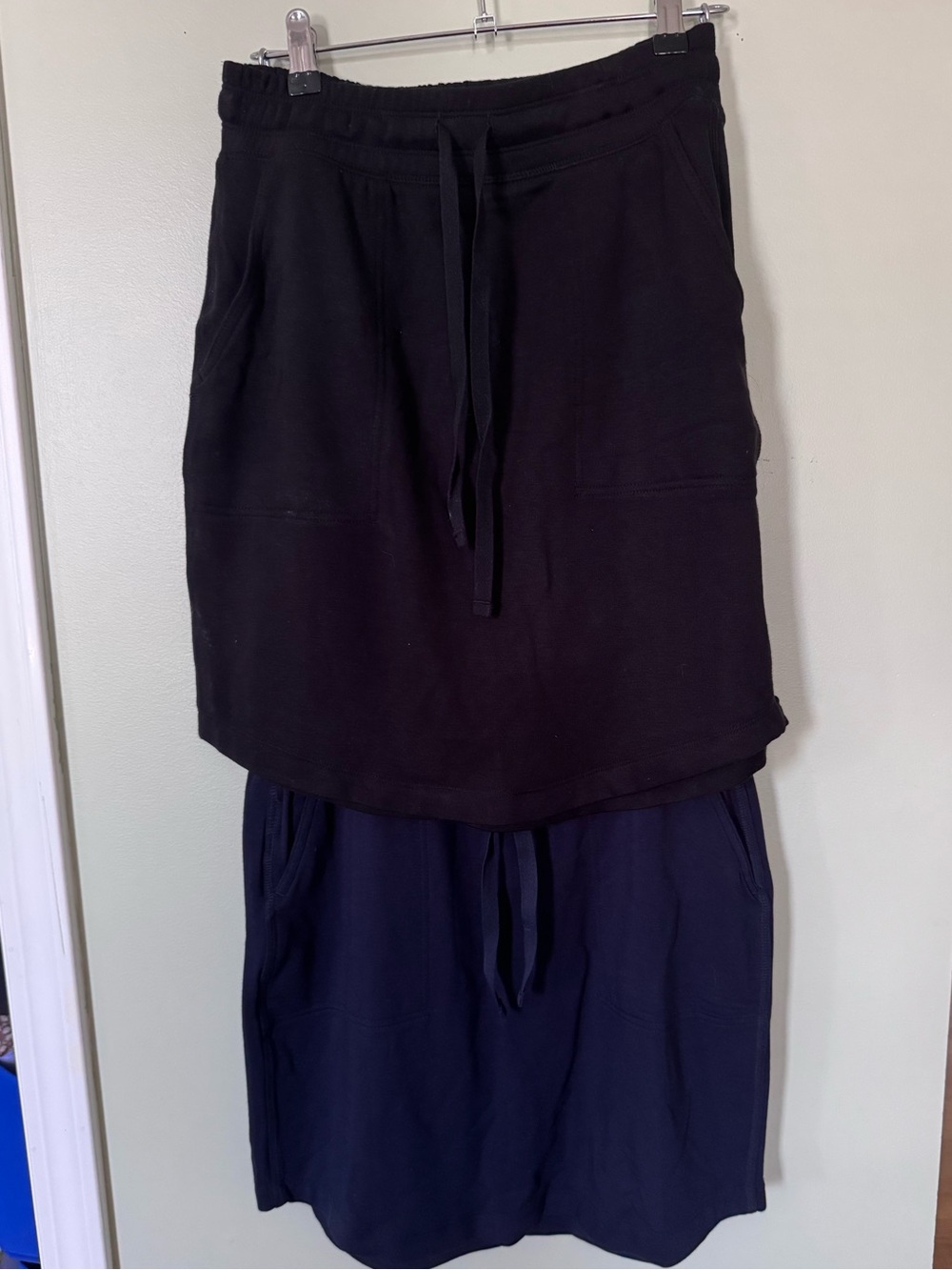 Lou & Grey Black and Navy Midi Drawstring Skirts (Two-Pack)
